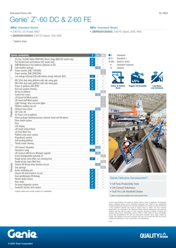Genie Z60 Self Propelled Boom 4WD (Diesel) 20m Working Height
