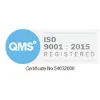 International Organization for Standardization (ISO) registered in Quality Management Systems, 9001 : 2015